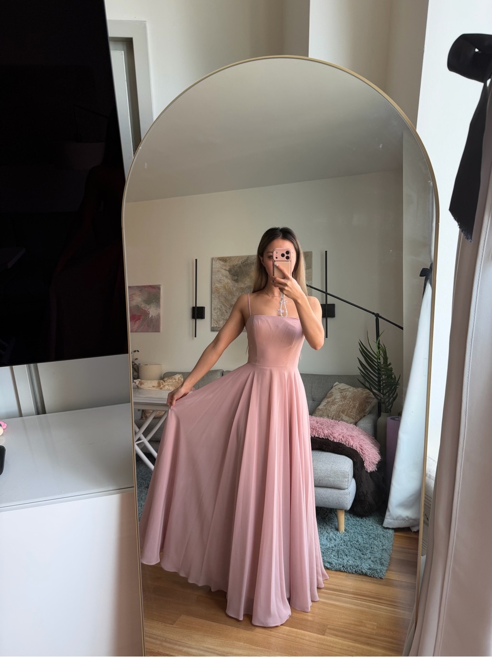 Jenny Yoo Strapless Dusty Rose Maxi Gown - Picture 4 of 5